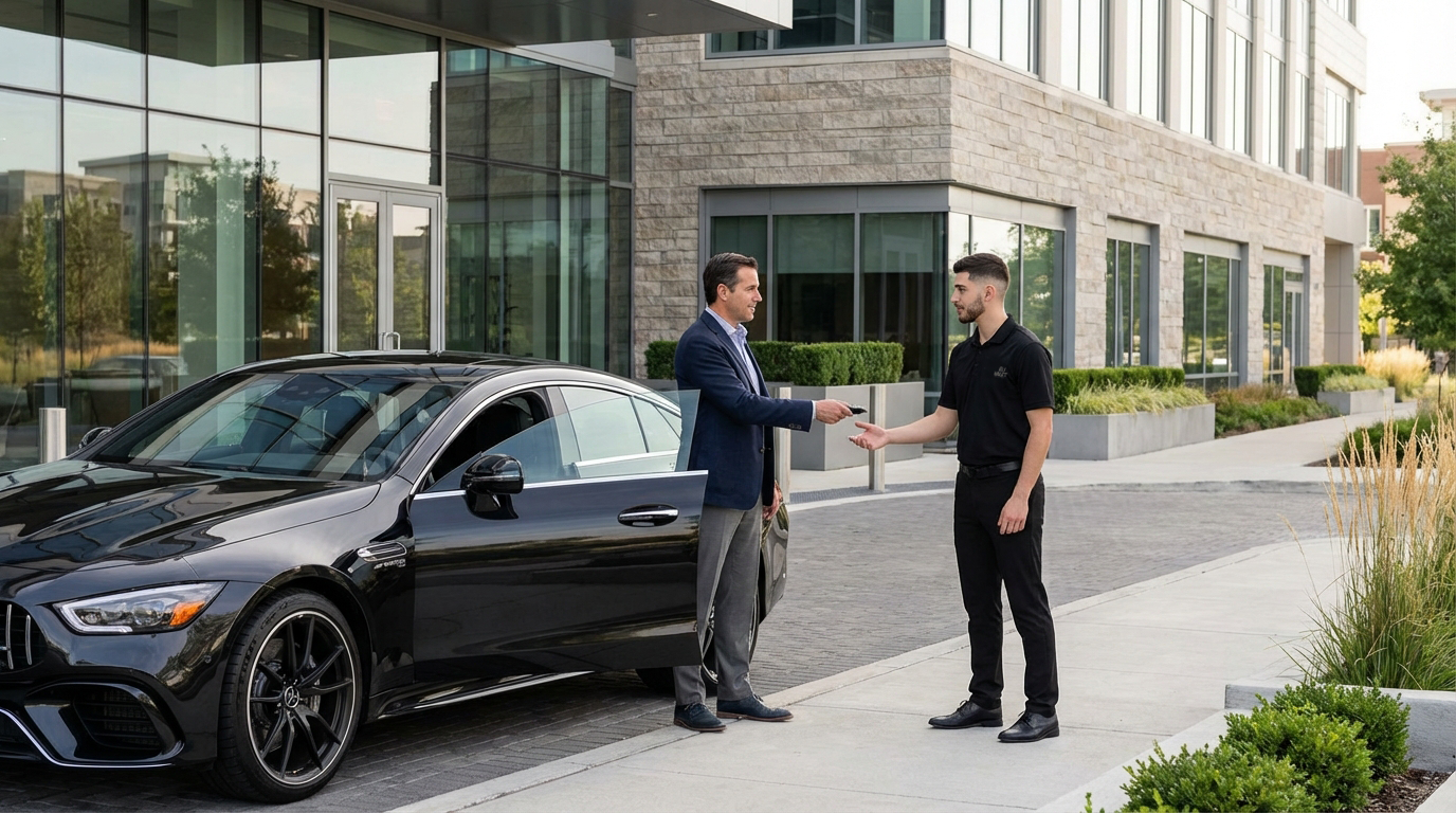 Professional valet attendant at Houston fine dining restaurant